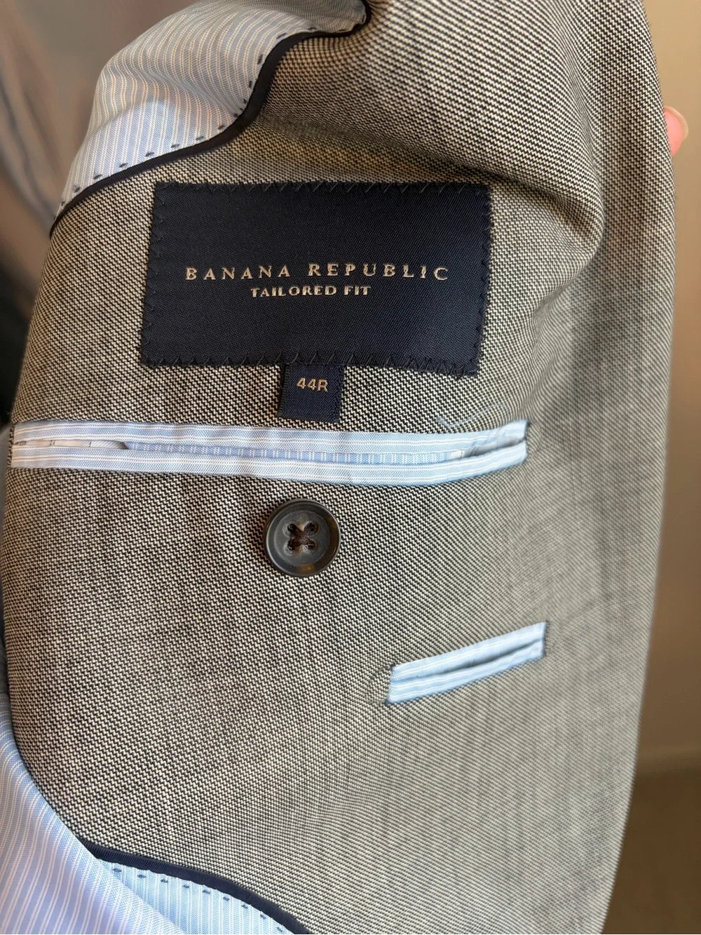 Banana Republic Light Gray Wool Sport Coat Blazer 44R Tailored Fit